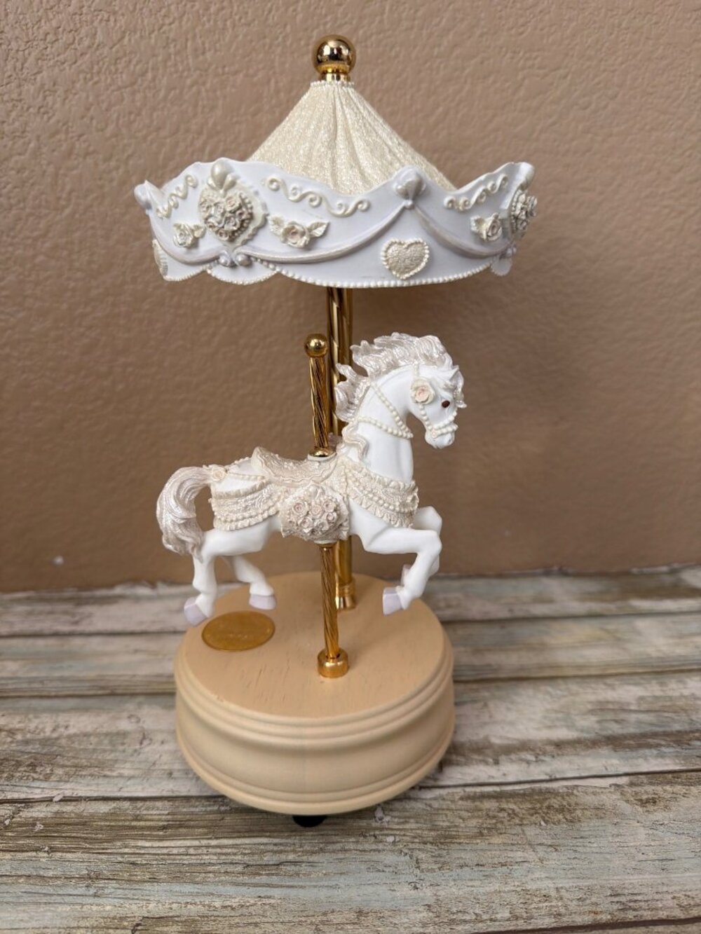 1994 San Francisco Music Box Chantilly Carousel Horse Plays Beauty & Beast NEW - Picture 2 of 16